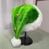 Yousheng Unisex Velvet Santa Hat with Bells Green/Red Fluffy Christmas Hat with Pompom Ball for Holiday New Year Party Supplies