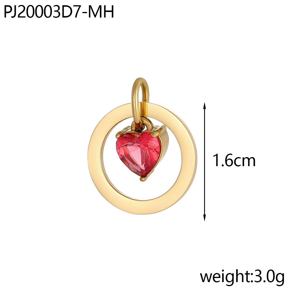 CARLIDANA Dainty Stainless Steel Crystal Charms for Jewelry Making Women Necklace Round 12 Zircon Birthstone Heart Pendants