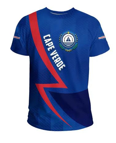 Fashion Women's T-Shirt Recomof Cabo Verde Flag Map 3D Printed T-Shirt Badge Graphic T-Shirt Men