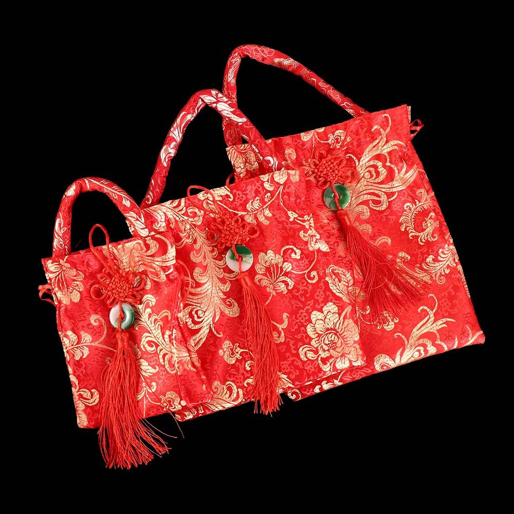 Wrist Bag Canvas Flower Drawstring Bag Large Capacity Festive Sugar Bag Outdoor