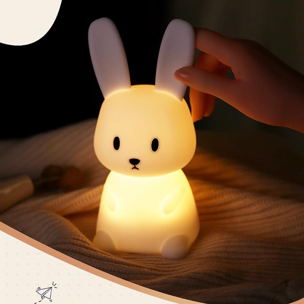 Cute LED Night Light Silicone Rabbit Touch Sensor Lamp Animal Light Bedroom Decor Gift for Kid Baby Child Table Lamp Home