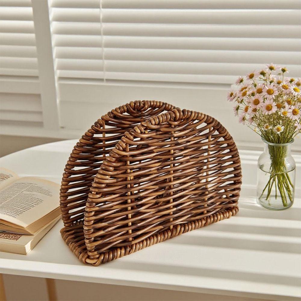 Rustic Style Vertical Napkin Dispenser Retro Tissue Storage Rack Desktop Use