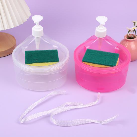 Kitchen Soap Dispenser with Quick-Drying Sponge Holder Quick Drying Removable Refillable Drip Tray One-Hand Operation Anti-Slip Base Kitchen