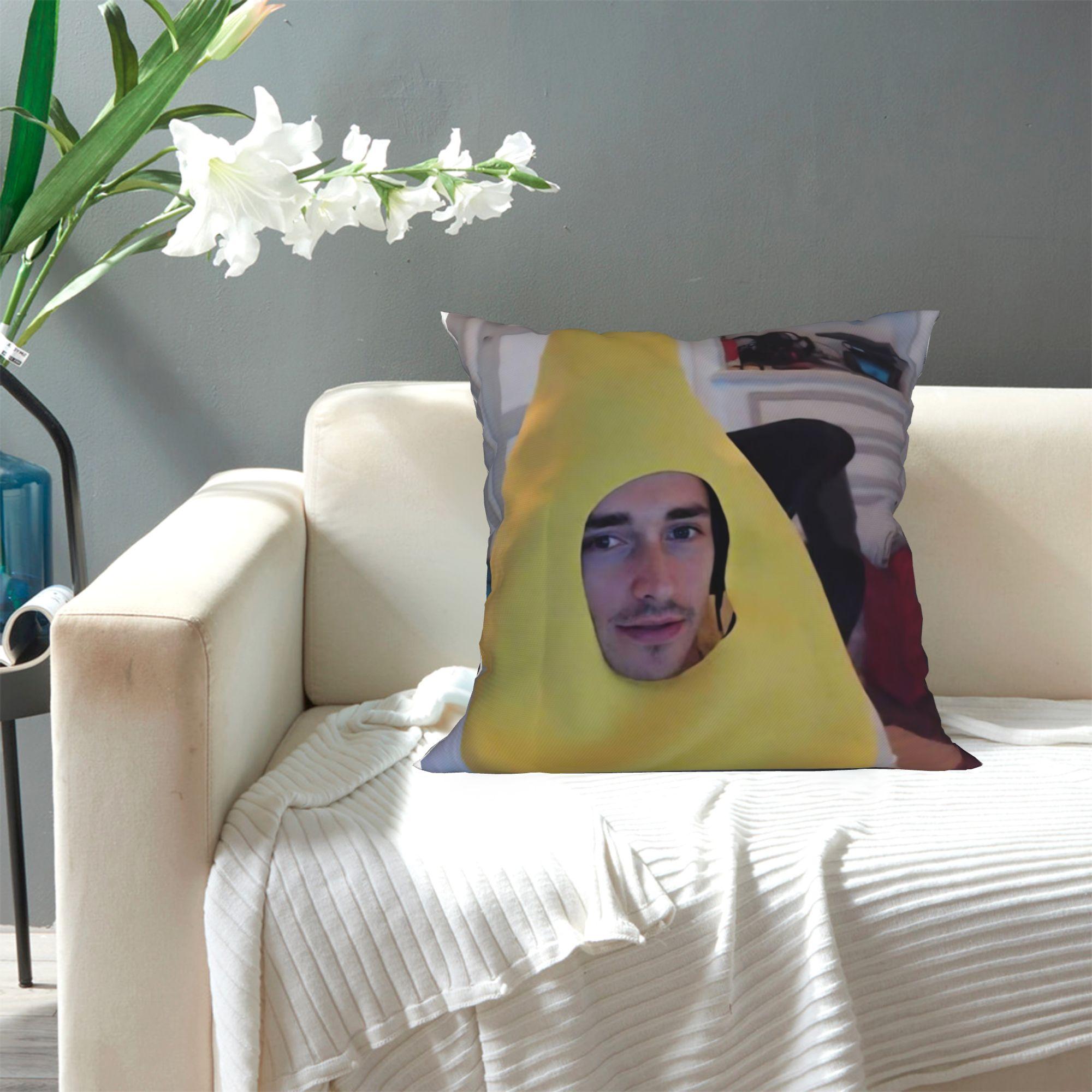 Panika Chen Unisex 1Pc Funny Banana Guy Meme Pillow Cover, Polyester 2D Double Sided Print Cushion Case, Weird Aesthetic Throw Pillowcase, Novelty