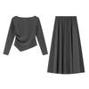 FANSIMAN Women's Commuter Two-Piece Top & Skirt Set