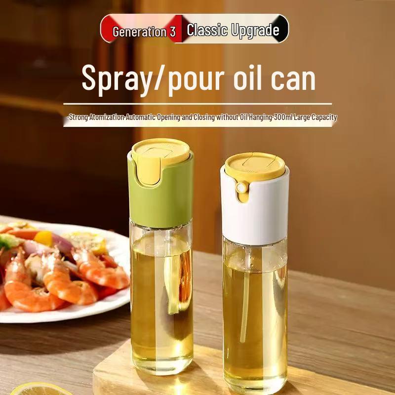 Dual-Use Oil Dispenser: Glass Bottle with Non-Drip Spray & Pour Function for Controlled Oil Dispensing