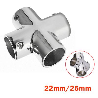 22/25mm Boat Hand Rail Fittings 4 Way Cross Boat Hand Rail Fitting 316 Stainless Steel Heavy Duty Tube Pipe For Marine