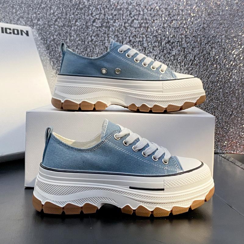 

Новая летняя модель - маленькие белые туфли, женские модные студенческие парусиновые туфли на толстой подошве, дышащие, повседневные кеды 40