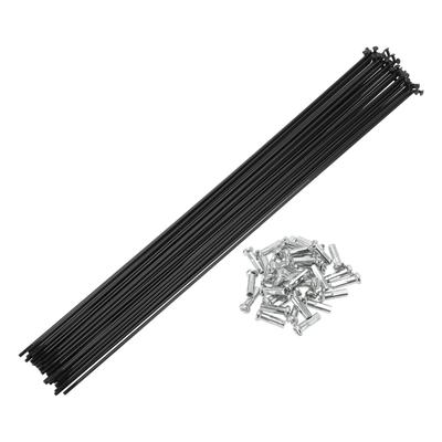Motoforti Universal Bicycle Spokes, Bicycle Wheel Spokes, 14G, 285mm Length, Carbon Steel, Black, 1 Set