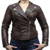 Noora Women's Dark Brown Leather Jacket Motorcycle Biker Quilted Leather Jacket