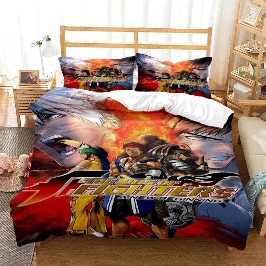 Anime King of Fighters KOF Bedding Set Boys Girls Twin Queen Size Duvet Cover Pillowcase Bed Kids Adult Home Textileextile