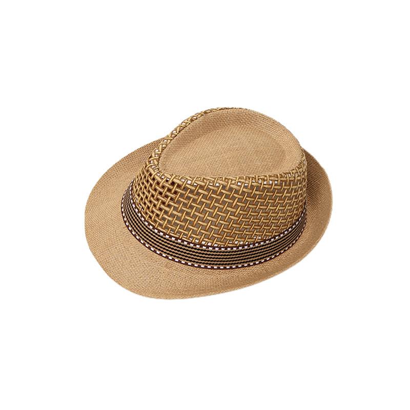 Kids Straw Hat Vintage Roll-Up Brim Uv Protection Summer British Sun Cap For Boys And Girls Cowboy Hat