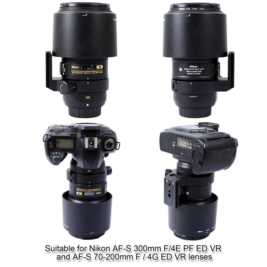 iShoot Tripod Collar Mount specifically designed for the Nikon 300mm PF ED VR and Nikon ED VR The lens support bracket collar features an plate at the