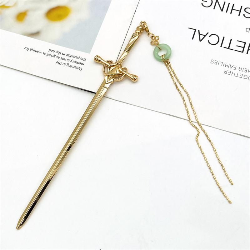 New Antique Metal Sword Hairpin Women's Fashion Chinese Simple and Creative Pan Hairpin Jewelry Temperament Headwear Accessories