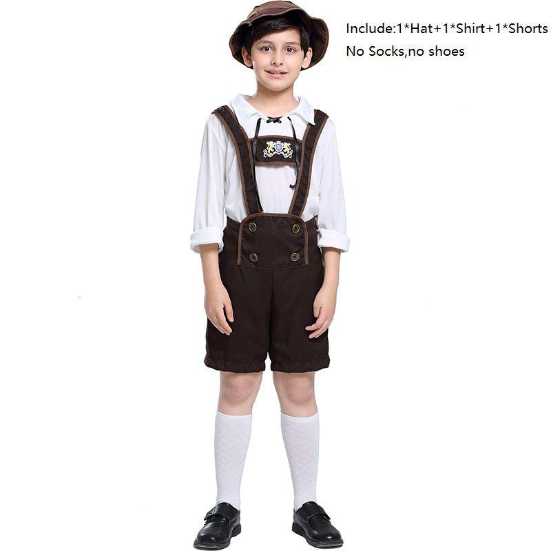 Elegant Children's German Oktoberfest Stage Costume With Hat For Halloween Cosplay