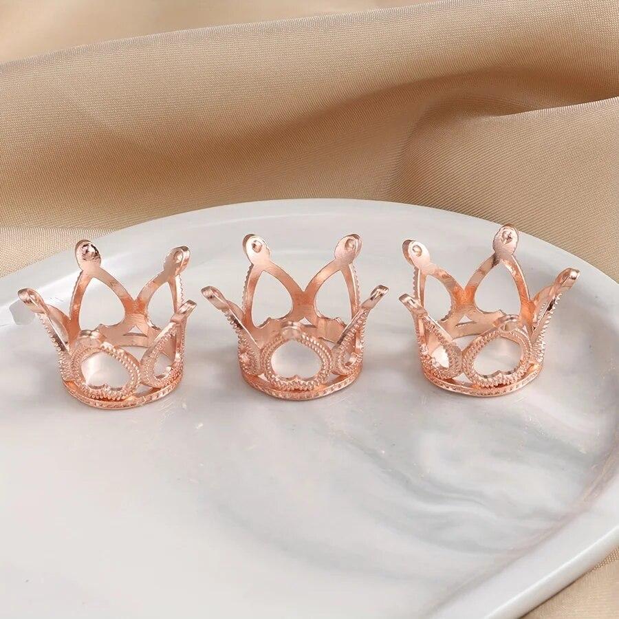 

10pcs/Bag Hollow Mini Crown Gold/Silver Color Hole Beads For Rings Jewelry Making DIY Handmade Craft Accessories 3pcs розового золота