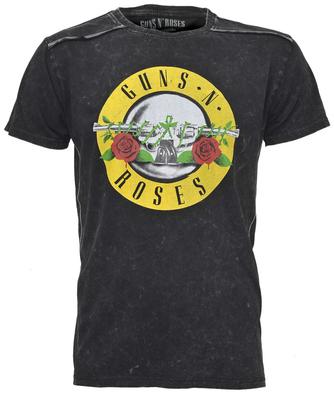 T-shirt Guns N Roses Logo Classico Ufficiale Lavaggio Neve Nero Nuova