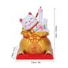 Lucky Cat Statue Plastic Solar Light Sensing Automatic Waving Arm Fortune Bag Cat Ornament for Home Car Dashboard Decoration