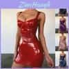Pu Leather Bodycon Dress With Splicing Technique For Nightclub Dancing And Fashion Enthusiasts