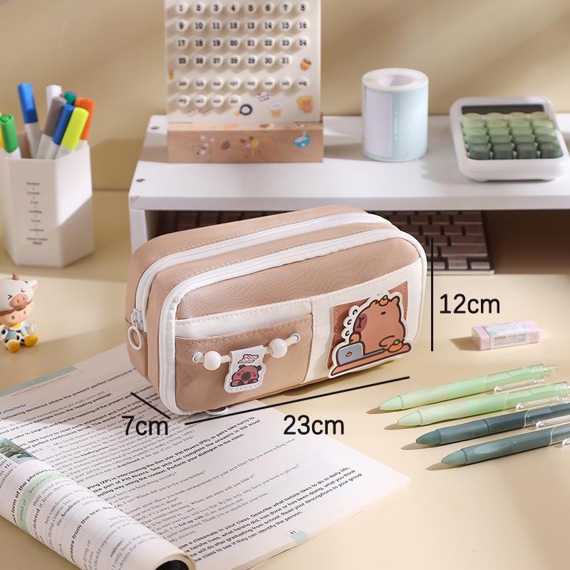 Cute Cheese Pencil Case: High Capacity, Multi-layer Stationery Bag for Students