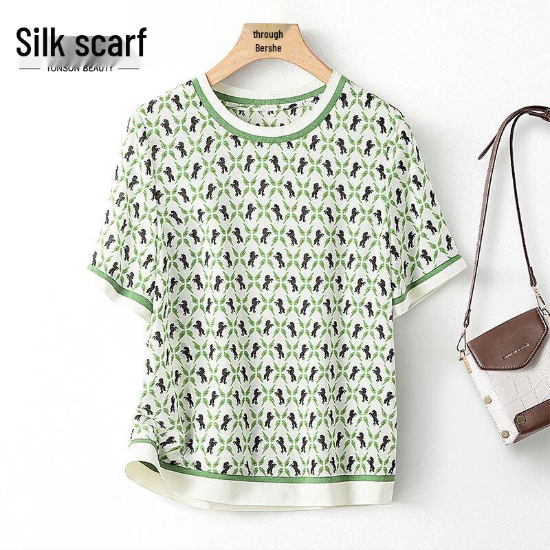Women s Color Block Printed Round Neck T-shirt M