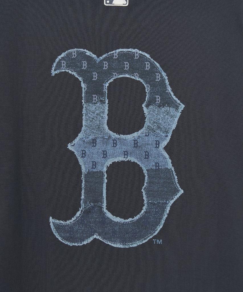 Emelbi Vintage Denim-Like Monogram Big Lux Oversized Short Sleeve T-Shirt Bos (D.Grey)