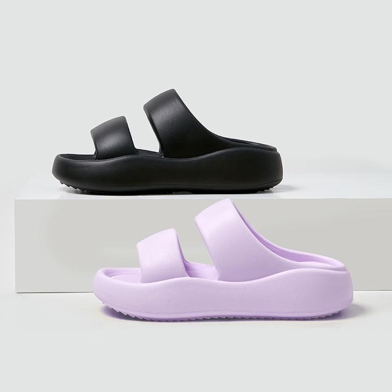 Grube Kapcie Chmurki, Wygodne i Miękkie Podeszwy, Sandały na Platformie, Dwupaskowe Antypoślizgowe Klapki Plażowe