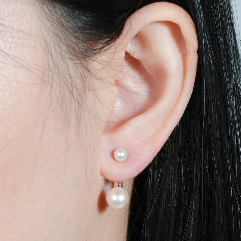 Double Wear Freshwater Pearl Sterling Silver Dangle Earrings for Women - Versatile, Stylish Christmas Gift 