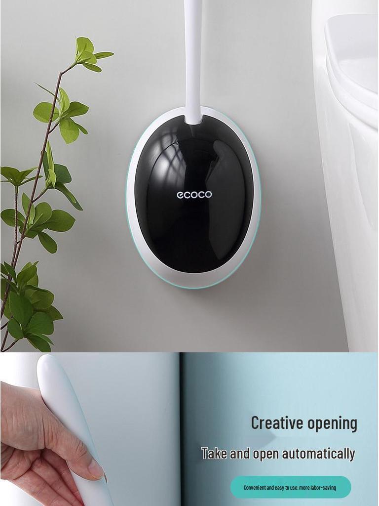 Silicone Toilet Brush Set with Wall-Mounted Storage Rack for Complete Bathroom Cleaning