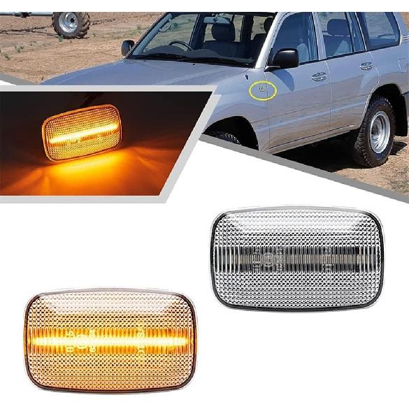 Riloer LED Fender Side Marker Light, Clear Lens Solid Amber Light, Compatible with Toyota Land Cruiser 100/70/80 Series Compatible with Lexus LX470