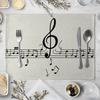 Vintage Musical Note Placemats Kitchen Placemat Dining Table Mats Tea Coaster Cotton Linen Pads Bowl Cup Mats 40X30cm Home Decor