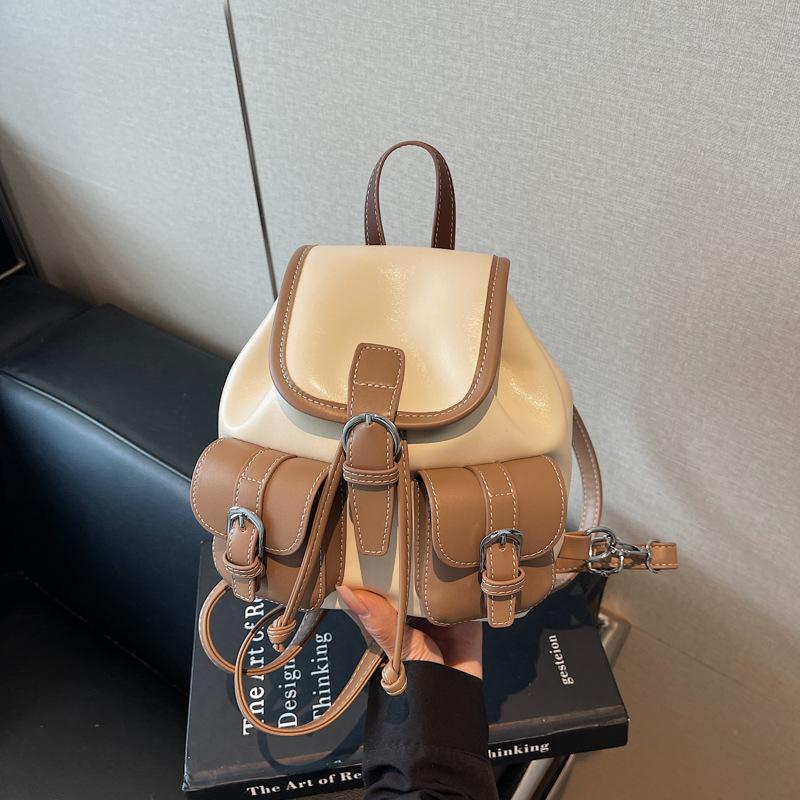 Bucket Backpack Female Leisure Student Class Mini Bag Street Trend Lightweight Travel Small Backpack