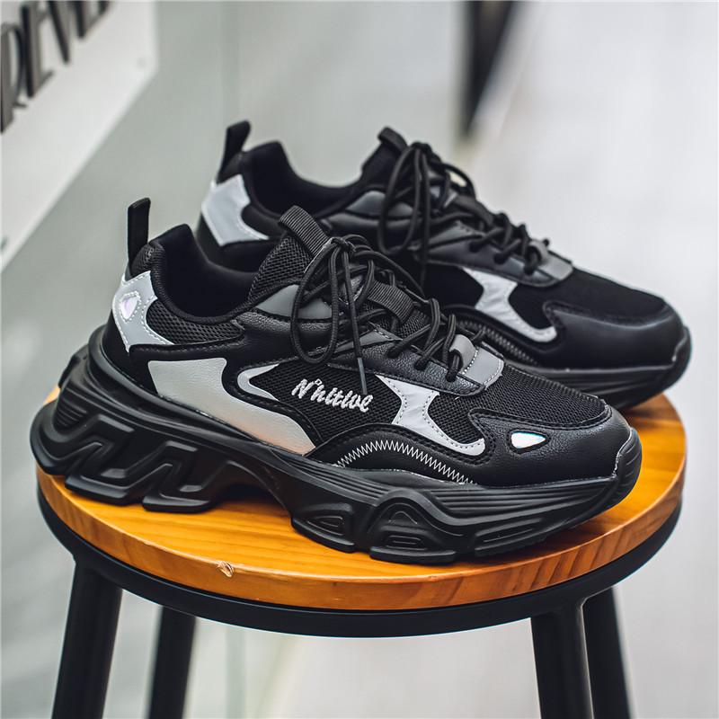 Autumn Hong Kong style sports men's shoes fashionable platform versatile comfortable casual shoes new lightweight mesh sports dad shoes