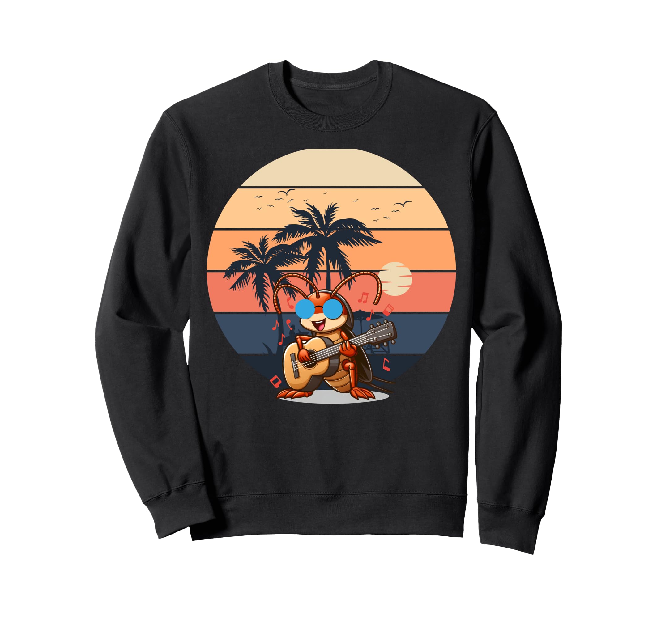 

summer cockroach play guitar funny sunglasses sweatshirt чорний