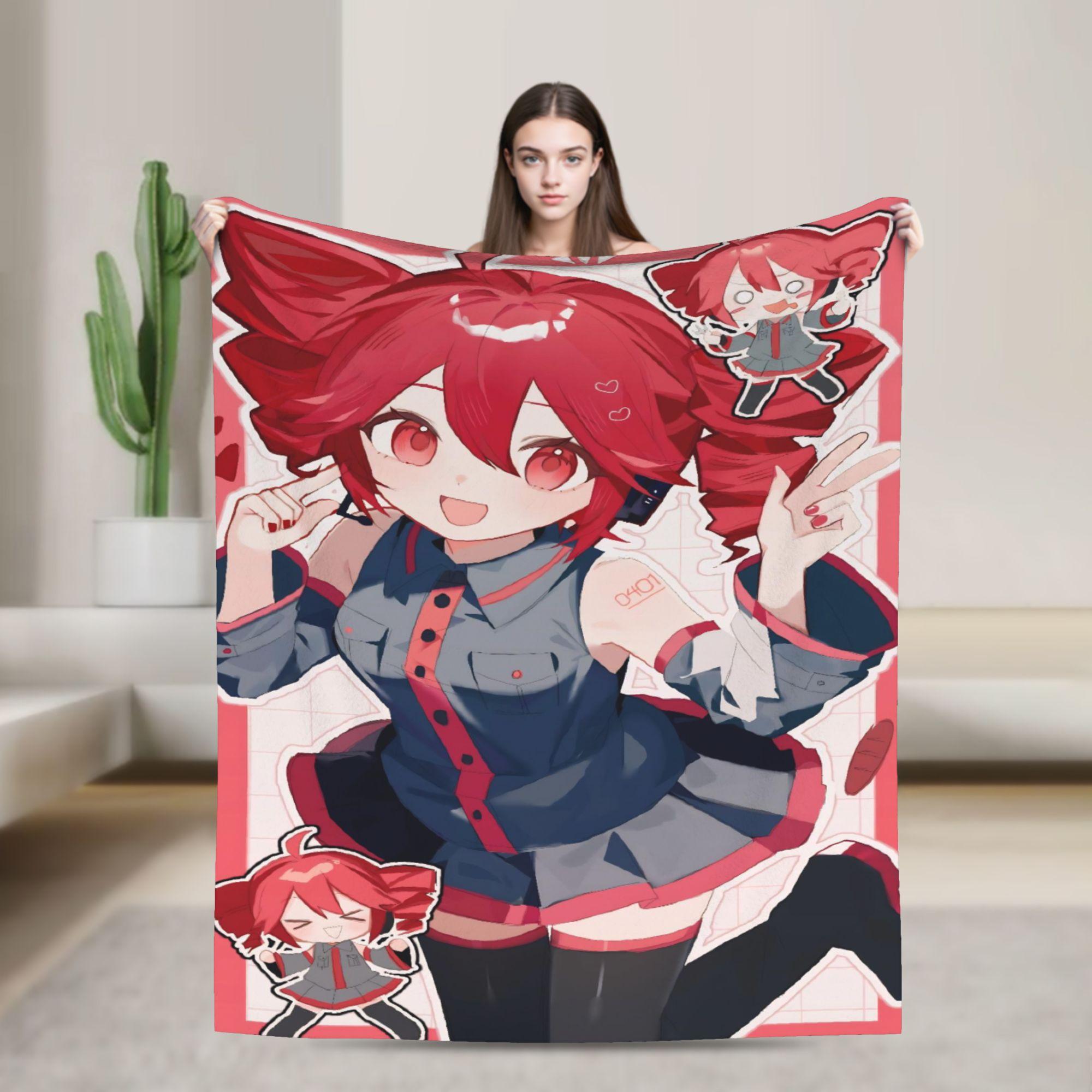 

Kasane Teto Blanket Anime Vtuber Plush Novelty Soft Throw Blanket for Bedspread Textile Decor 75x90cm