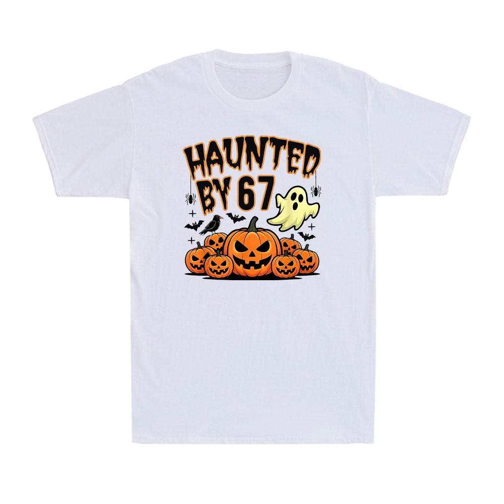 Haunted by 67 – Funny Ghost and Pumpkin Halloween Costume Vintage Men s T-Shirt XXXXL