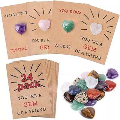 Petite carte de vœux pour la fête des enfants de l'école maternelle, pierre gemme de cristal naturel, carte cadeau pour la Saint-Valentin, carte d'anniversaire