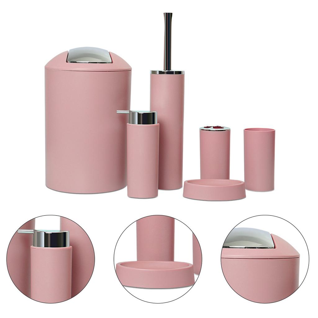 6pcs Bathroom Sets Accessories with Trash Can Toothbrush Holder Cup Soap Dish Suitable for Hotel Dorm