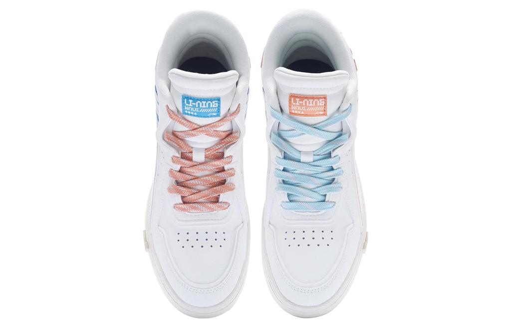 Li Ning Wave Mid Prm Synthetic Leather Slip Resistant Cushioning Abrasion Resistant Mid Top Casual Skate Shoes Women's AGCS152-4
