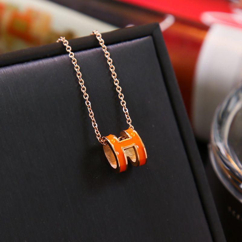 Women's Titanium Steel H Letter Necklace - Elegant Fashion Design Clavicle Chain