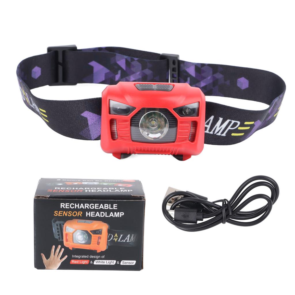 LED Headlamp Ultra Bright IPX7 Waterproof USB Rechargeable Headlamp with Sensor for Outdoor Fishing Running Camping