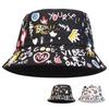 Unisex Lächelnde Krone Graffiti Print Persönlichkeit Eimerhüte Fischerkappen Outdoor Freizeitkappe Sonnenschutzhut