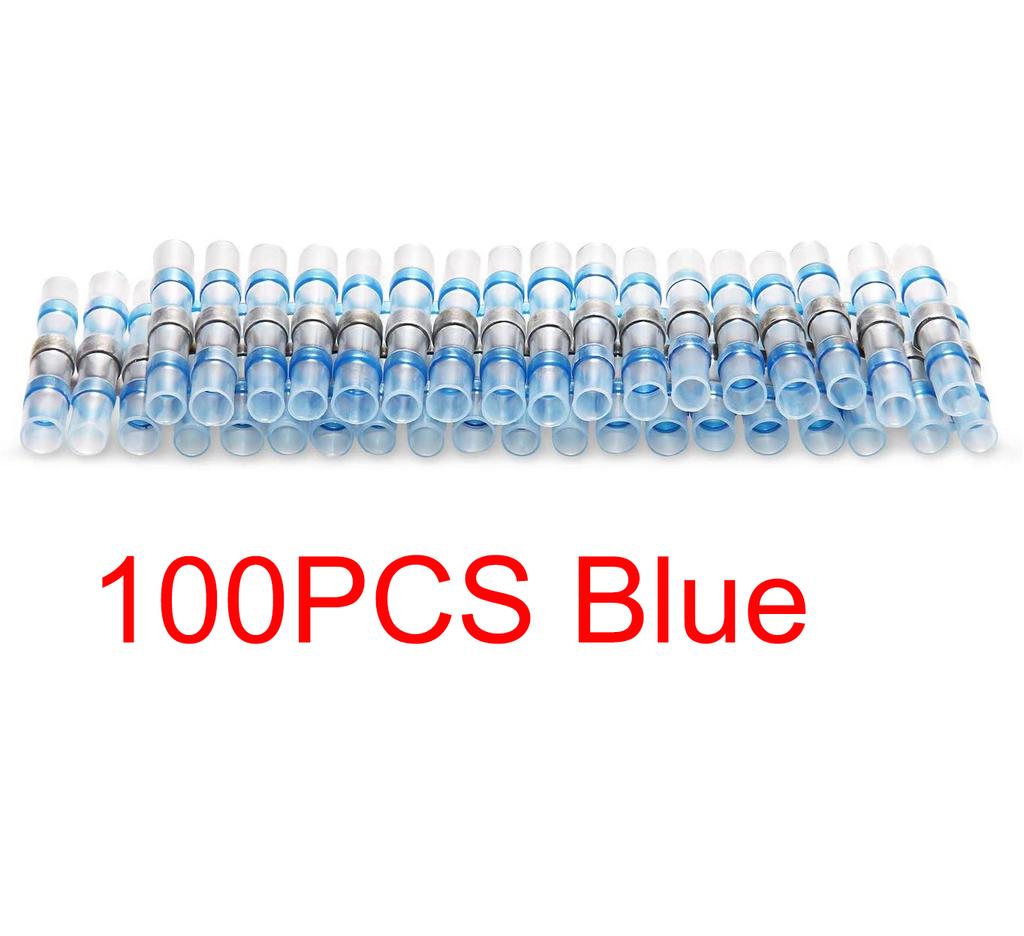 100pcs Solder Seal Wire Connectors Heat Shrink Solder Seal Butt Connectors Electrical Terminals Insulated Waterproof Copper Wire