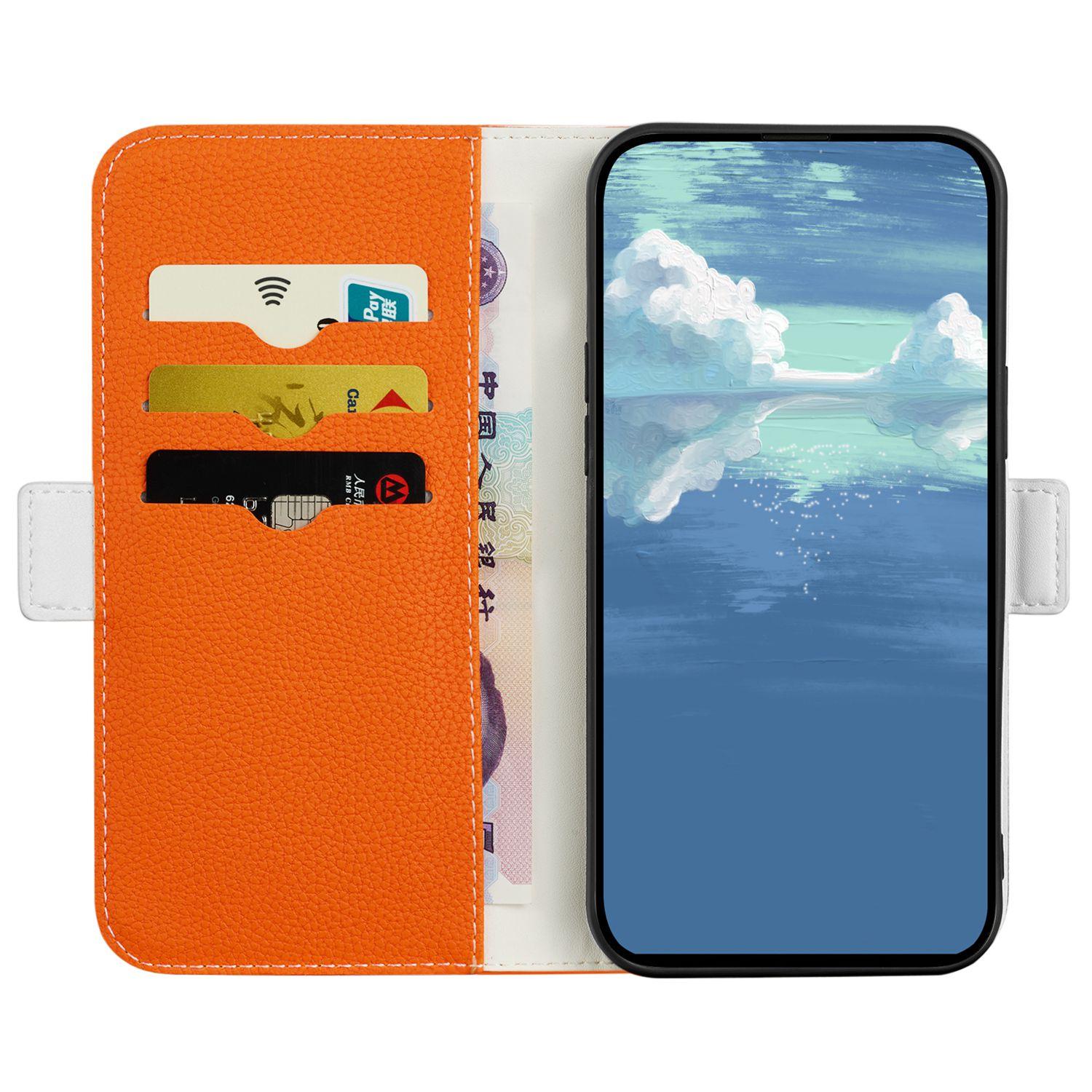 

For Xiaomi 12 5G/12X 5G/12S 5G Litchi Texture PU Leather Case Candy Color Wallet Stand Anti-drop Phone Cover Orange