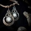 Bohemian Devil Eyes Moon Sliver Color Filigree Colored Gemstones Dangle Earrings for Women Gothic Halloween Party Jewelry Gifts