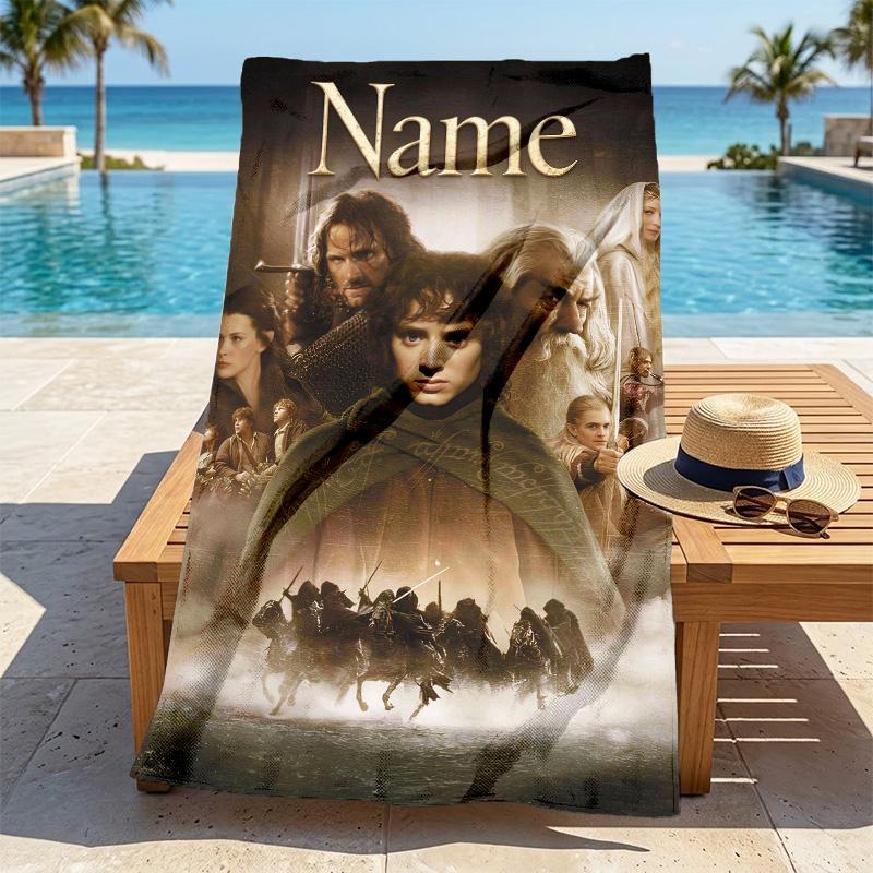 Personalized Name Middleearth printed beach towel,a quick-drying, absorbent mat suitable for the beach, pool, gym, and travel fans gift 18