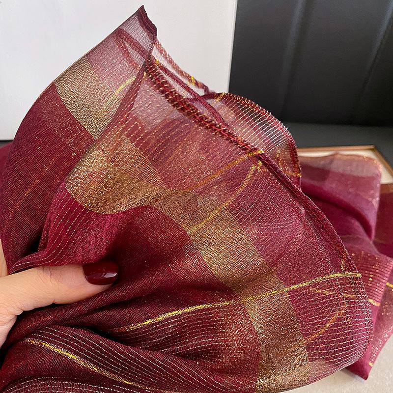 2023 Korean Fashion Striped Silk-Style Winter Shawl & Neck Warmer for Women