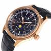 Salvatore Marra Men's Limited Edition Moon Phase Multi-Calendar Watch with 5 ATM Water Resistance, Leather Strap, Pink Gold and Blue SM24110-PGBL