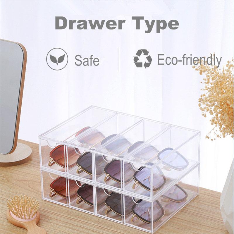 

Acrylic Cosmetics Storage Box Glasses Display Box Dustproof Drawer Style Storage Glasses Sunglasses Case Makeup Organizer