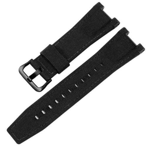 

Small Shop Casio 26x14mm Watch Band for Models GST-W120L/S120/W130L/S100/S110, Nylon & Leather Strap (Black - Black Nylon Buckle)